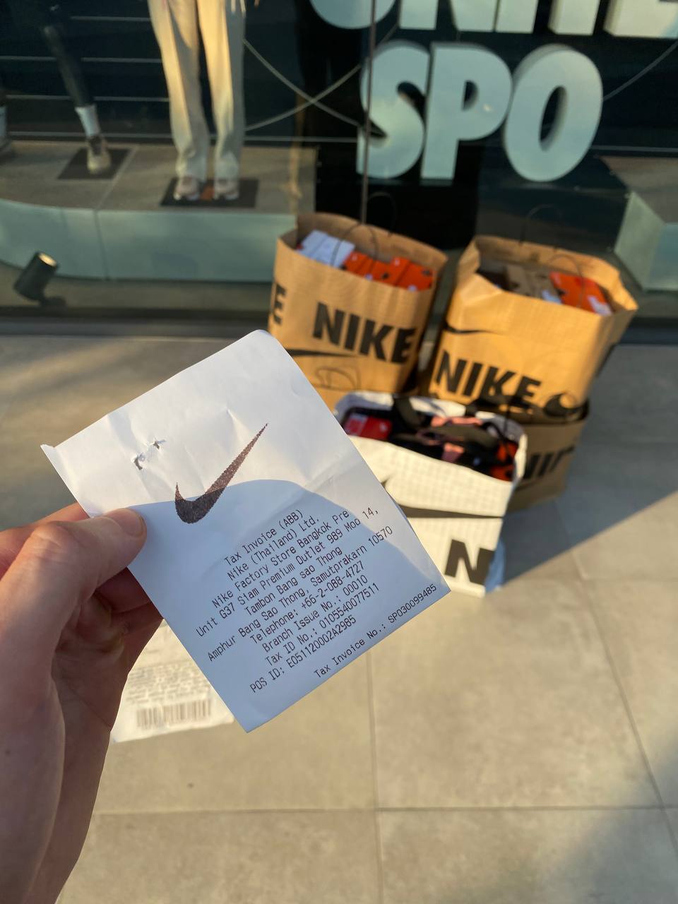 Чек Nike Factory Store · Бангкок
